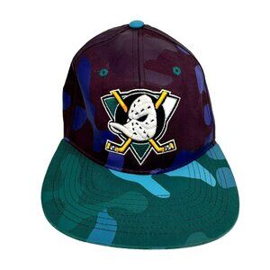 Vintage Hockey NHL Anaheim Mighty Ducks Snap Back Cap Hat Zephyr Camo RARE